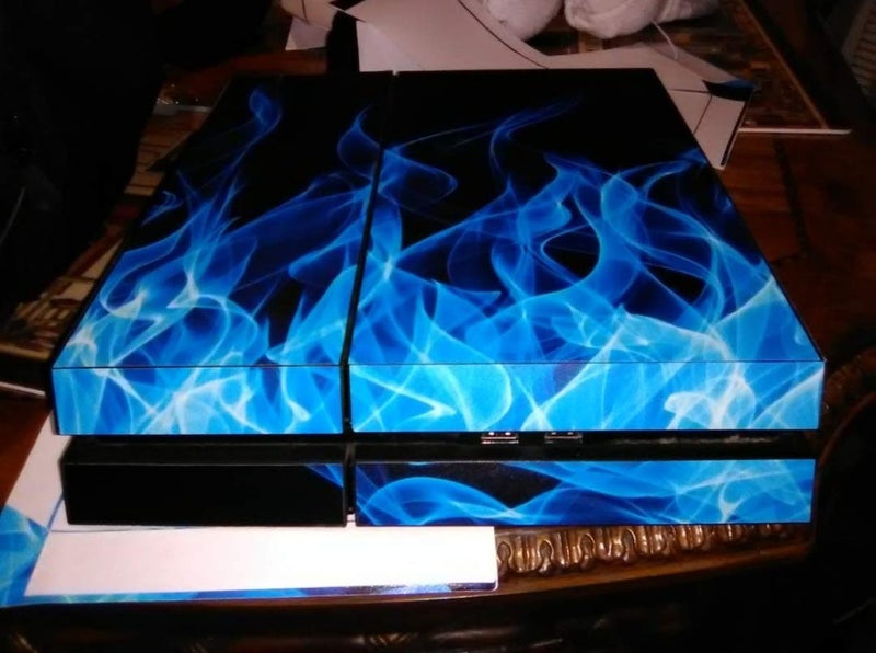 Asokex Ps4 Slim Stickers Full Body Vinyl Skin Decal Cover for PlayStation 4 Console Controllers (with 4pcs Led Lightbar Stickers) (Blue fire) (PS4 Console (Blue fire)) - Image 2